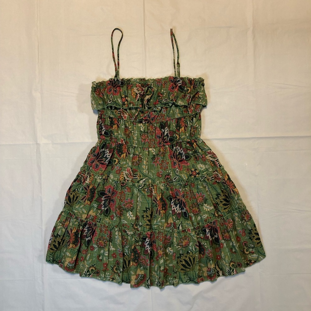 NWT City Studio Juniors Adjustable Strap Stretch Tiered Floral Green Dress M